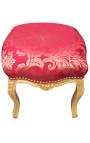 Repose-pied baroque de style Louis XV "Gobelins" rouge et bois doré