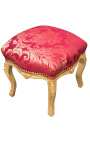 Barokke voetsteun Lodewijk XV-stijl rood satijn en goud hout