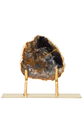 Lemn fosilizat pe un suport metalic auriu Model 3