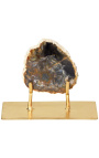 Fossilized wood on a gold metal stand Model 3
