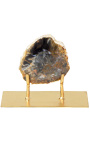 Fossilized wood on a gold metal stand Model 3
