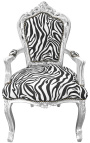 Sessel im Barock-Rokoko-Stil mit Zebramuster und versilbertem Holz