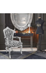 Armchair Baroque Rococo style zebra and silvered wood