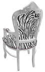 Fotel barokk rokokó stílusú zebra és ezüstös fa