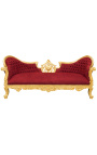 Barockes Medaillon-Sofa Napoleon III., burgunderroter Samtstoff und goldenes Holz