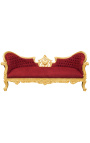 Canapé baroque Napoléon III médaillon tissu velours rouge bordeaux et bois doré