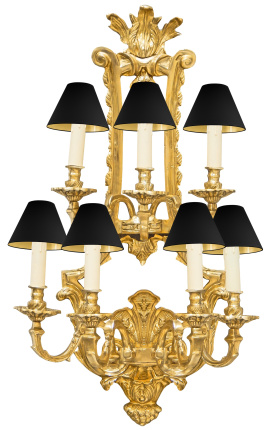 Große Wandlampe im bronzenen Napoleon-III-Stil mit 7 Lampen