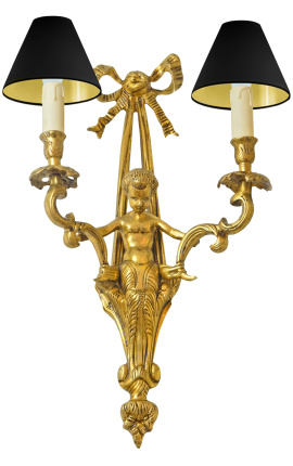 Stor vegglampe bronse Napoleon III stil med engel