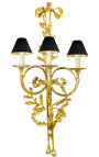 Świetna lampa ścienna z brązu ormoulu w stylu Ludwika XVI z trzema kinkietami