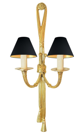 Голяма стенна лампа от бронз в стил Луи XVI с панделки