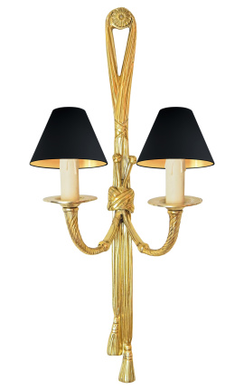 Stor vegglampe bronse Louis XVI stil med bånd