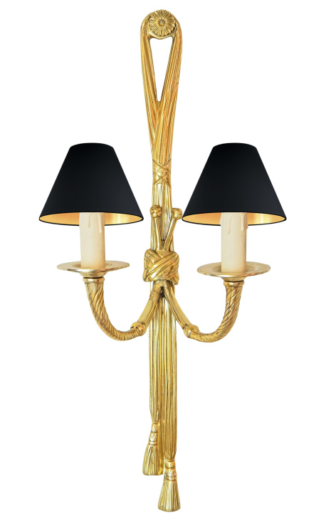 Stor vegglampe bronse Louis XVI stil med bånd