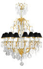 Grand lustre en bronze et verre avec 16 bras