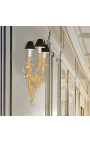 Große Wandleuchte mit 3 Zweigen im Rokoko-Stil Louis XV aus Goldbronze
