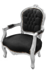 baroque armchair for child black and silver wood