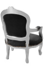 barokke fauteuil voor kind zwart en zilver hout