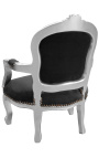 barokke fauteuil voor kind zwart en zilver hout