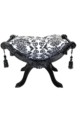 Banquete "Dagobert" tecidos motivos floraux noir et bois noir