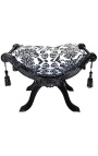 Banc "Dagobert" de teixit floral negre i fusta negra