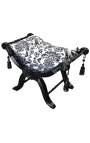 Banc "Dagobert" de teixit floral negre i fusta negra