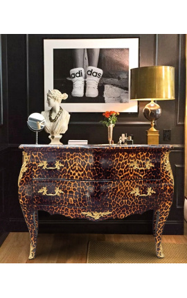 Barokna haljina u stilu leoparda Louis XV s 2 ladice i zlatne bronze