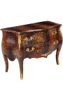 Baroque chest of drawers (commode) of style leopard Louis XV with 2 drawers and gold bronze