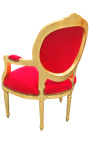 Barokke fauteuil Louis XVI-stijl rood fluweel en goud hout