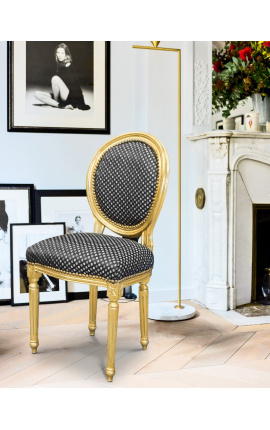 Židle ve stylu Ludvíka XVI. z černého a zlatého dřeva 