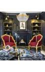 Bergfearm Louis XV stil burgundy (röd) sammet och guld trä - 8