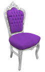 Chair Barroco terciopelo morado estilo rococo y madera plateada