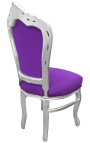 Chair Barroco terciopelo morado estilo rococo y madera plateada