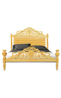 Cama barroca tela satine de oro y madera de oro