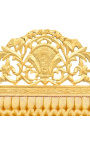Barockbett aus goldenem Satinstoff und goldenem Holz