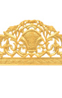 Łóżko w stylu barokowym złota satynowa tkanina i złote drewno