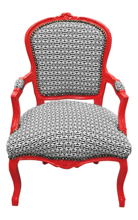 [Limited Edition] Барокко кресло в стиле Louis XV с геометрическим рисунком из ткани и красного дерева