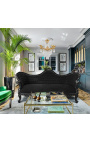 Barok Sofa Napoléon III zwart velvet en zwart lacquered hout