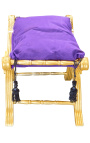 Dagobert suoliukas violetinis aksomas ir aukso mediena
