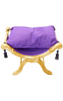 Dagobert bench purple velvet and gold wood