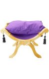 Dagobert suoliukas violetinis aksomas ir aukso mediena - 14