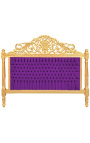 Barockbett-Kopfteil aus violettem Samtstoff und goldenem Holz