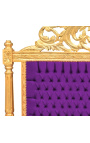 Barokinės lovos galvūgalio spalvos violetinis aksominis audinys ir aukso mediena