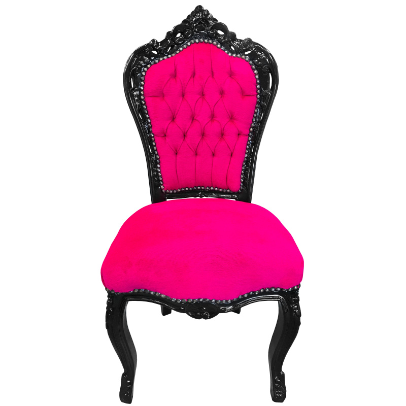 Chair Baroque Rococo style fuchsia pink velvet and black wood