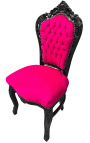 Chaise de style Baroque Rococo tissu velours rose fuchsia et bois noir