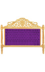 Baroque bed purple velvet fabric and gold wood