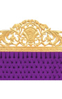 Baroque bed purple velvet fabric and gold wood