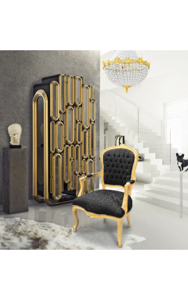 Барокко кресло Louis XV стиль деревянный позолоченный и атласными черными