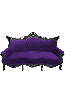 Baroque Rococo 3 siedzenia purpurowy velvet i czarny drewno