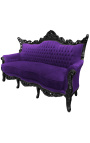 Baroque Rococo 3 seater purple velvet and black wood