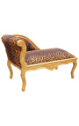 Louis XV-Chaiselongue aus Leopardenstoff und Goldholz