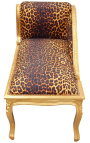 Louis XV chaise longue leopard tela y madera de oro